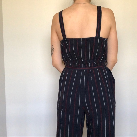 Navy, white, red jumpsuit with tie - Picture 3 of 4